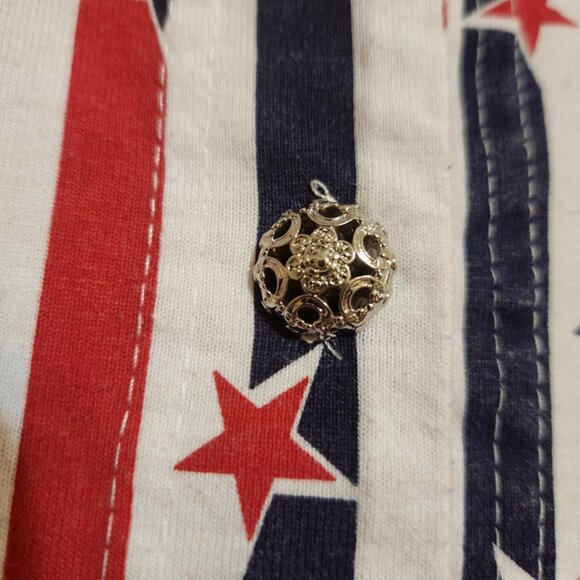 Vtg Large Green Field Stars & Stripes Patriotic USA Short Sleeve Button Down Top - Picture 5 of 8